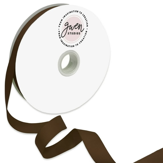 Brown Grosgrain Ribbon for Crafts and Bows, 7/8" x 100 Yards by Gwen Studios