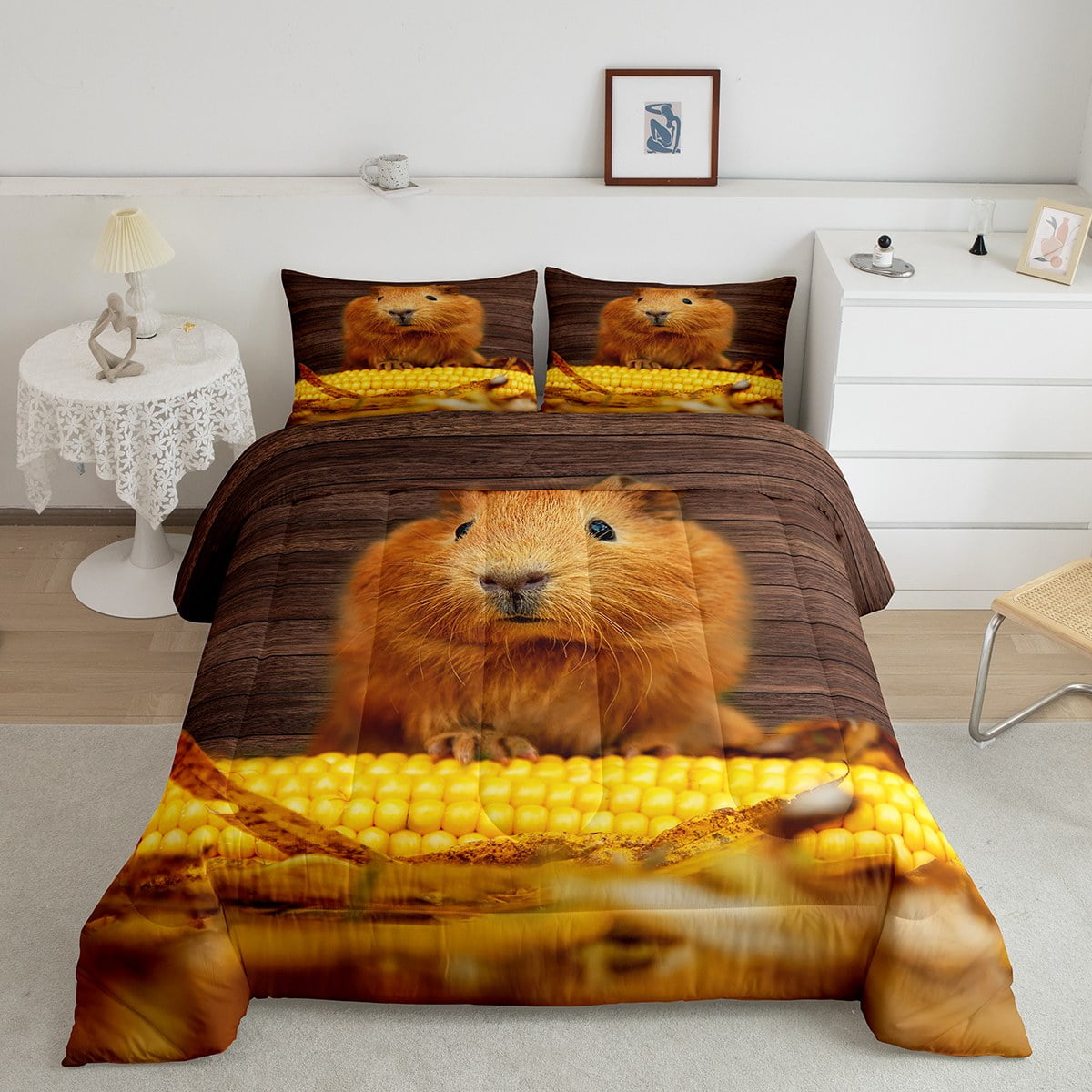 Brown Ground Squirrel Bedding Set Twin Rustic Farmhouse Comforter Set