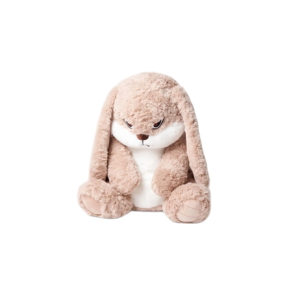 Brown Grumpy Bunny Stuffed Animal, Cute Fluffy Lop-Eared Rabbit Plush Toys Soft Huggable Companion Plush Toys for Home Decor