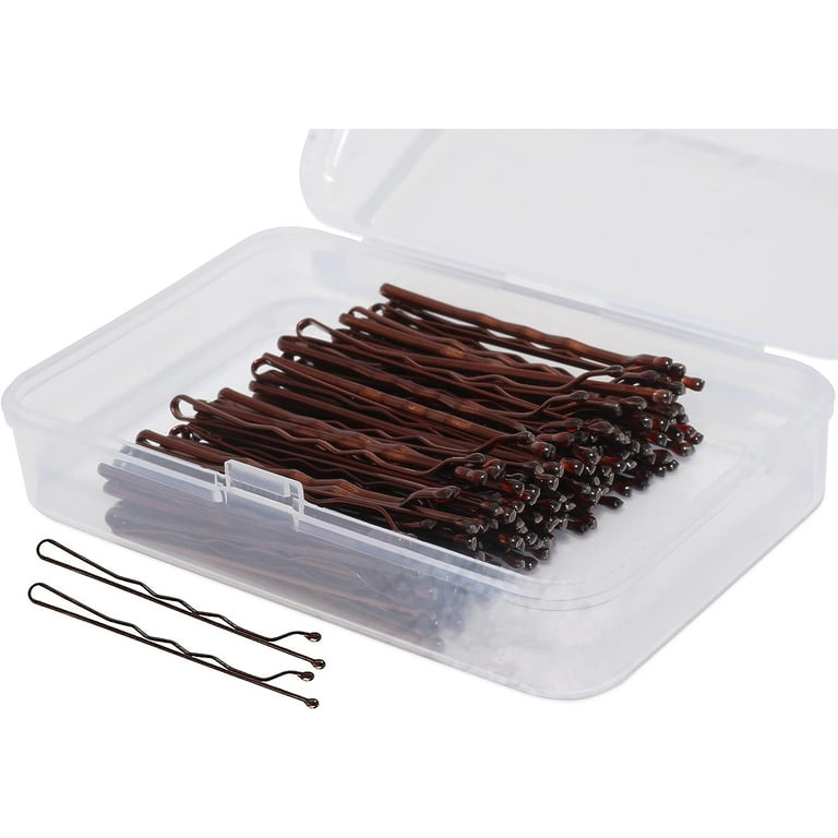 TOCOLES Brown Hair Pins 100 Pcs Brown Bobby Pins Brown Hair Grips Kirby Grips Hair Pins for Buns, Bun Pins with Box Great Hair Grips for Thick Hair