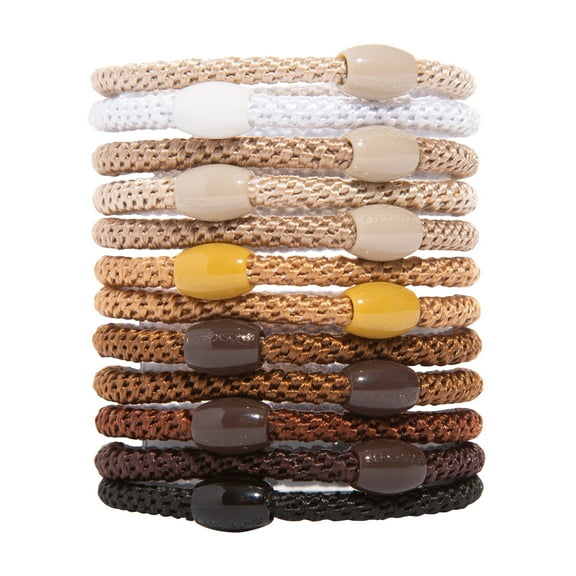 Brown Hair Ties for Thin Hair, Narrow Grab & Go Ponytail Holders, 12 Pack | L. Erickson