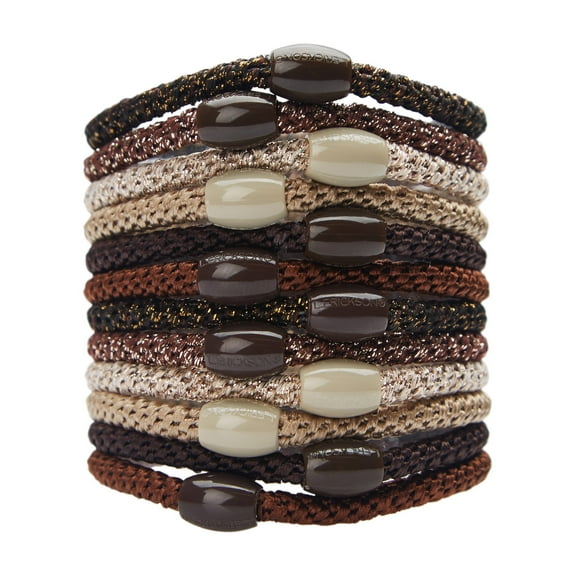 Brown Hair Ties for Thin Hair, Narrow Grab & Go Ponytail Holders, 12 Pack | L. Erickson