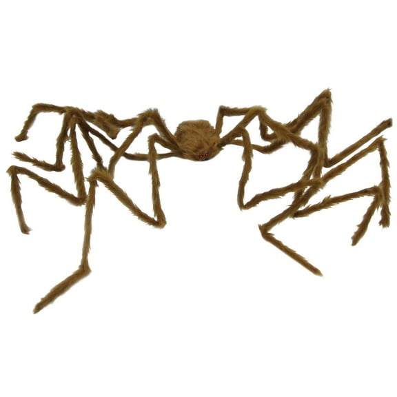 Brown Hairy Poseable Spider, Halloween Props, 90" W x 3 1/2" H, by Magic Power
