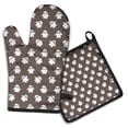 thumbnail image 1 of Brown Halloween Ghost Pattern Kitchen Oven Mitt and Pot Holder Sets 2 Pcs for Baking, Cooking and Grilling, Heat Resistant Up To 392 °F, 1 of 7