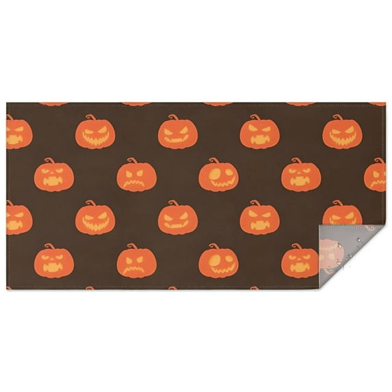 Brown Halloween Pumpkin Faces Rectangle Tablecloth 60"x120",Waterproof Polyester Rectangle Table Cloth, Wipeable Spillproof Polyester Tablecloth for Dining, Camping, Indoor and Outdoor