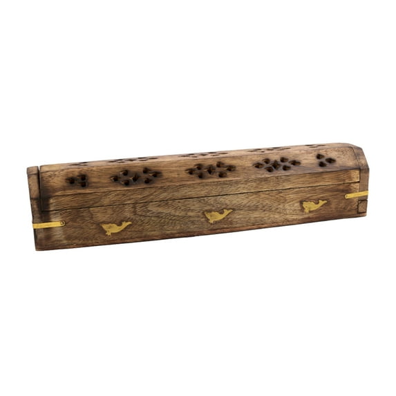 Brown Hand Carved Incense Wooden Coffin Box
