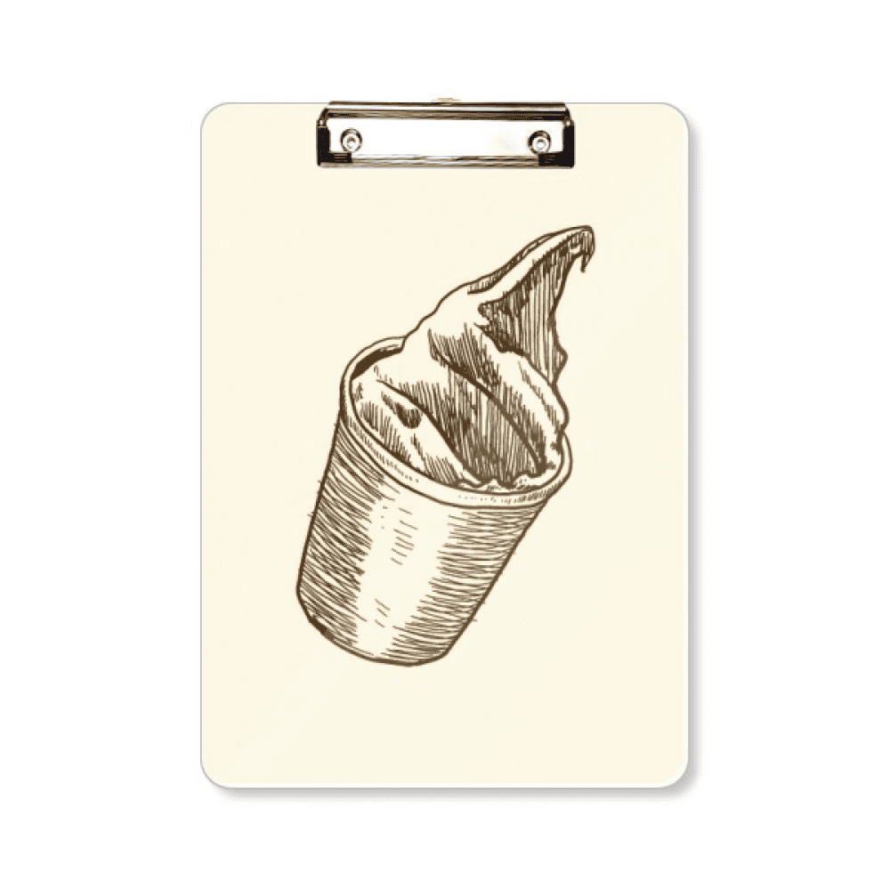 Brown Hand Sketching Cup Ice  Clipboard Folder Writing Pad Backing Plate A4