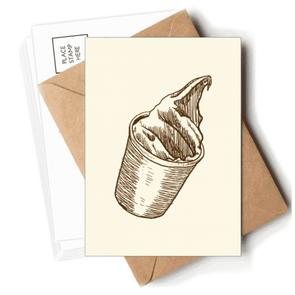Brown Hand Sketching Cup Ice  Postcards Envelopes Blank Note Cards Mailing