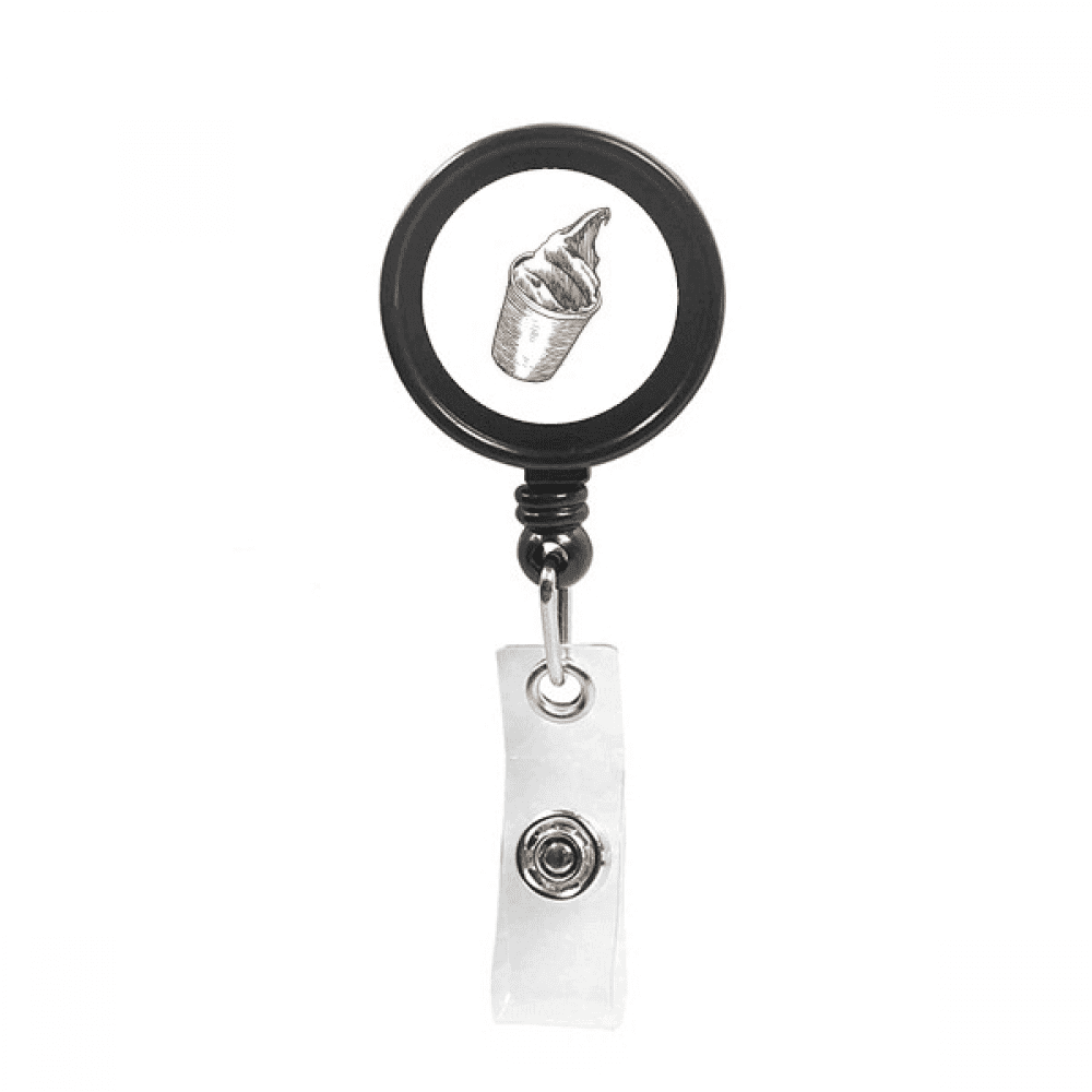 Brown Hand Sketching Cup Ice  Retractable Keychain Badge Holder ID Badge