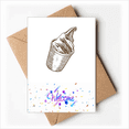 thumbnail image 1 of Brown Hand Sketching Cup Ice Welcome Back Greeting Cards Envelopes Blank, 1 of 4