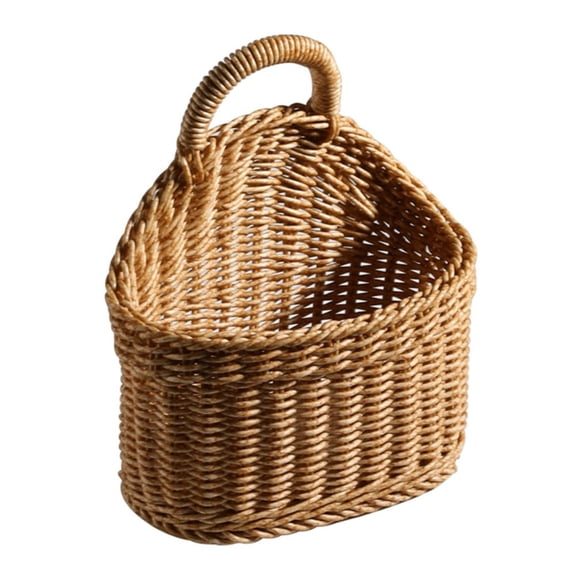 Brown Hand Woven Wicker Basket for Storage with Handles Woven Basket Wicker Baskets for Decorative Fruit Sundries Picnics,Easter,Organizing and More