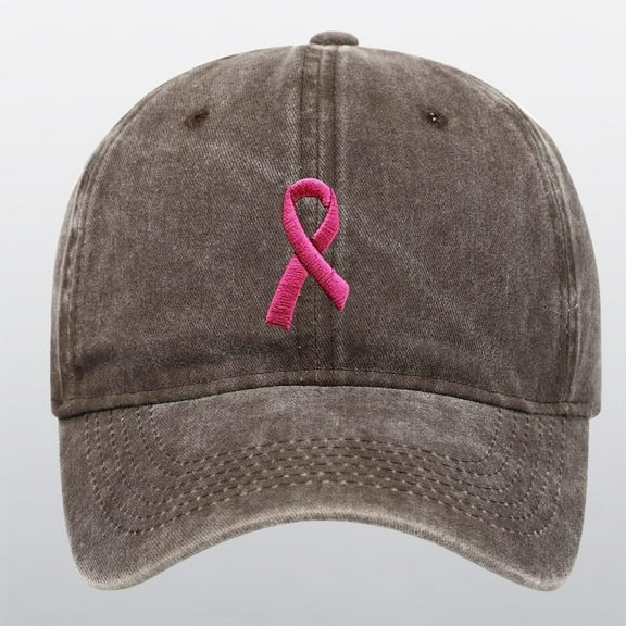 Brown Hat Accessory, Cotton Baseball Caps, Breast Cancer Hats for Women Embroidered Adjustable Breast Cancer Awareness Hat Breast Cancer Gifts for Woman, One Size