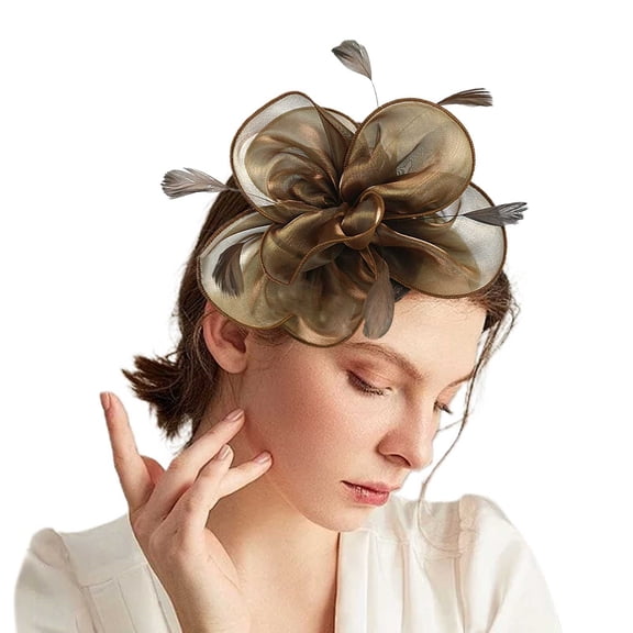Brown Headband for Women Fascinators Hat for Women Tea Party Headband Wedding Cocktail Hair Clip