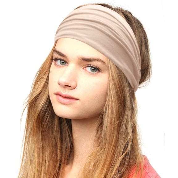 Brown Headband for Women Solid Color Headband Elastic Head Wrap Headband Bandana