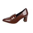 thumbnail image 1 of Brown Heeled Loafers for Women Pointed Toe Block Heel Office & Casual Shoes Comfortable Chunky Work Loafers,Size 6.5, 1 of 9