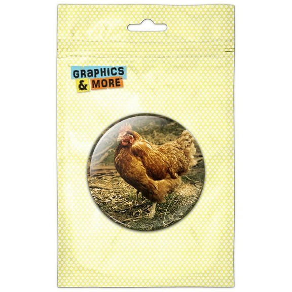 Brown Hen Chicken Pinback Button Pin Badge
