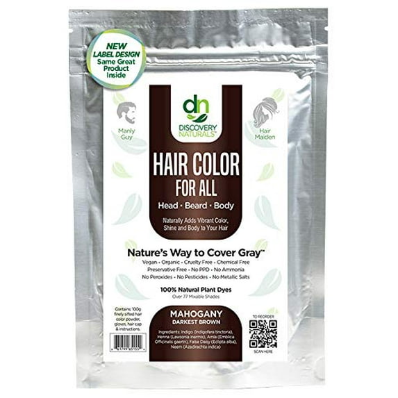 Brown Henna Hair Color For All Kit | 100% All Natural Indigo Powder Hair Dye & Beard Dye (Mahogany Darkest Brown) Organic, Herbal & Vegan Chemical & Cruelty Free Permanent Gray Coverage & Tinting