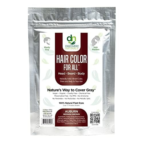 Brown Henna Hair Color For All Kit | 100% Henna 1 Ounce Natural Mustache Dye & Beard Dye Powder (Auburn Reddish Brown) Organic, Herbal & Vegan Chemical & Cruelty Free Permanent, Sample Size.