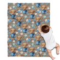 thumbnail image 1 of Brown Highland Cow Blue Bucket Flower Pattern Blanket,Comfortable Soft Flannel Throw Blanket,All Season,Warm Lightweight Blankets for Sofa Bed Couch Living Room Chair,30"x40", 1 of 4