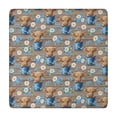 thumbnail image 1 of Brown Highland Cow Blue Bucket Flower Pattern Square Fitted Tablecloth with Elastic Edge,Square Table Cover,Washable Elastic Table Cover for Home Kitchen Party Decor 34"x34", 1 of 6