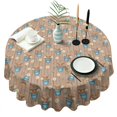 thumbnail image 1 of Brown Highland Cow Bucket Flower Pattern Round Tablecloth 60"x60",Wrinkle Wipeable Table Cloth for Kitchen Dining Room Picnic Patio Party, 1 of 6