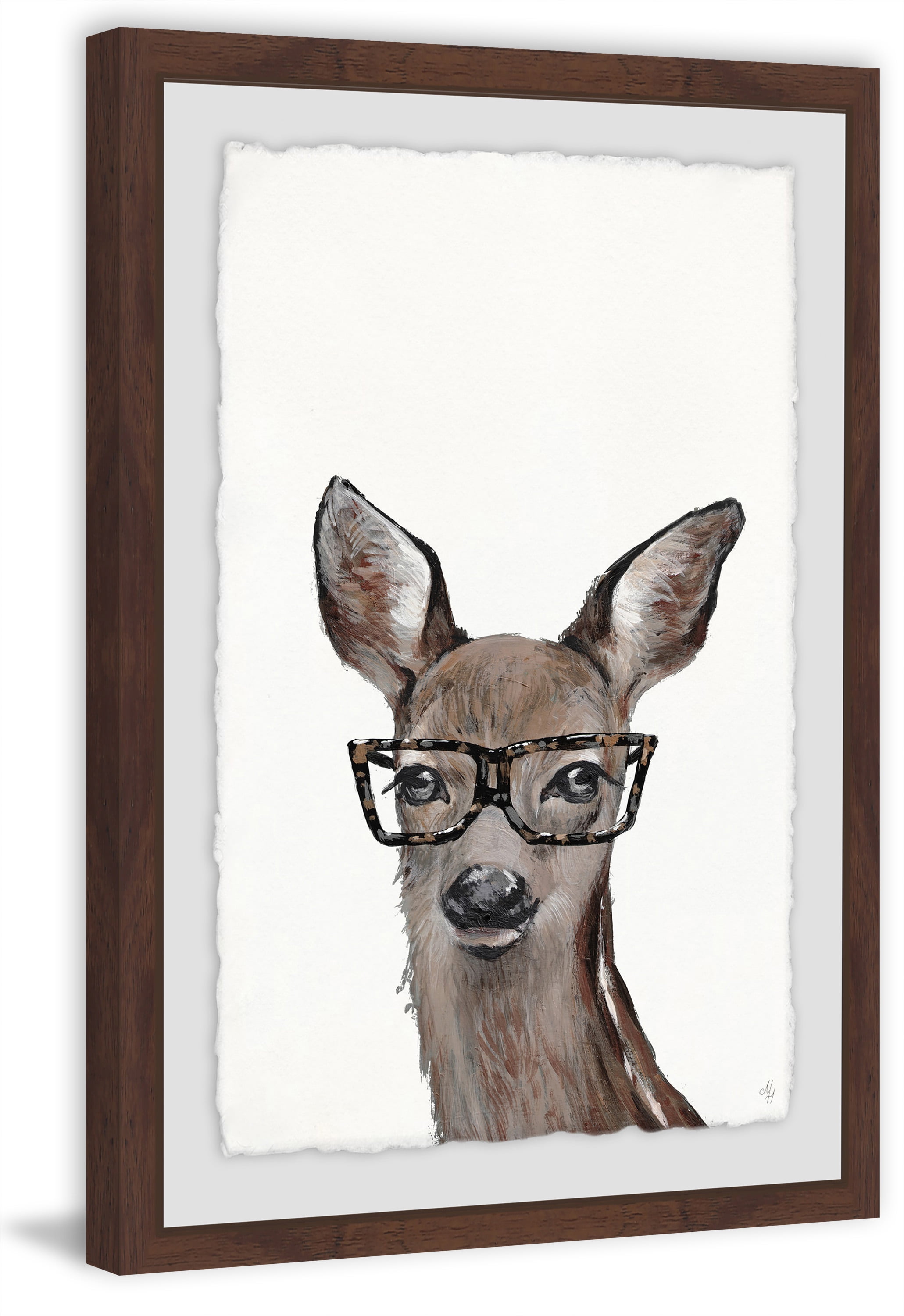Brown Hippie Deer Framed Painting Print