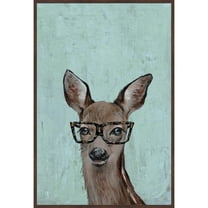 Brown Hippie Deer II Floater Framed Painting Print on Canvas