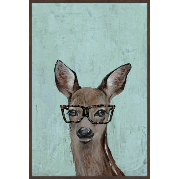 Brown Hippie Deer II Floater Framed Painting Print on Canvas