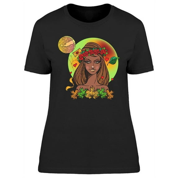 Brown Hippie Girl T-Shirt Women -Image by Shutterstock, Female Large