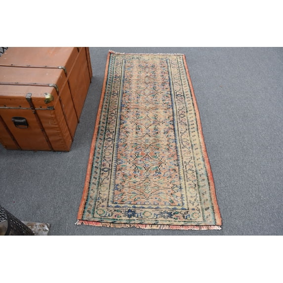 Brown Home Decor Rugs, Turkish Rug, 2.7x6.3 ft Accent Rug, Vintage Rug, Oushak Rug, Rugs For Kitchen, Decorative Entry Rug