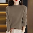 thumbnail image 1 of Brown Hoodies for Women's Semi Turtleneck Sweater Long Sleeve Solid Color Pullover with A Base Shirt Autumn and Winter Warm Loose Sweater Women Fall Clothes, 1 of 5