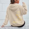 thumbnail image 1 of Brown Hoodies for Women's Long Sleeved Zipperless Back IT'S OKAY NOT TO BE PERFECT. Printed Hoodie Fall Tops for Women 2025, 1 of 5