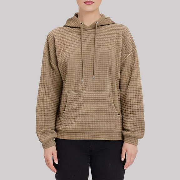 Brown Hoodies for Womens Long Sleeve Solid Color Sweatshirts Lightweight Pullover Hoodie Tops Fall Tops for Women 2025