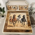 Brown Horse Bed Sheets Full Size for Boys Girls Western Farmhouse