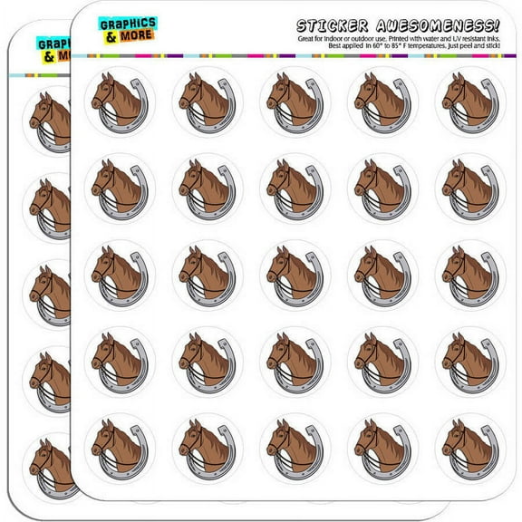 Brown Horse in Horseshoe 50 1" Planner Calendar Scrapbooking Crafting Stickers