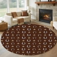 thumbnail image 1 of Brown Horseshoe Round Area Rug 7Ft Washable Circle Rugs for Dorm Laundry Room, Western Country Star Vintage Non-Slip Carpet Floor Mats Indoor Outdoor Carpet Runner Aesthetic Home Decor, 1 of 8