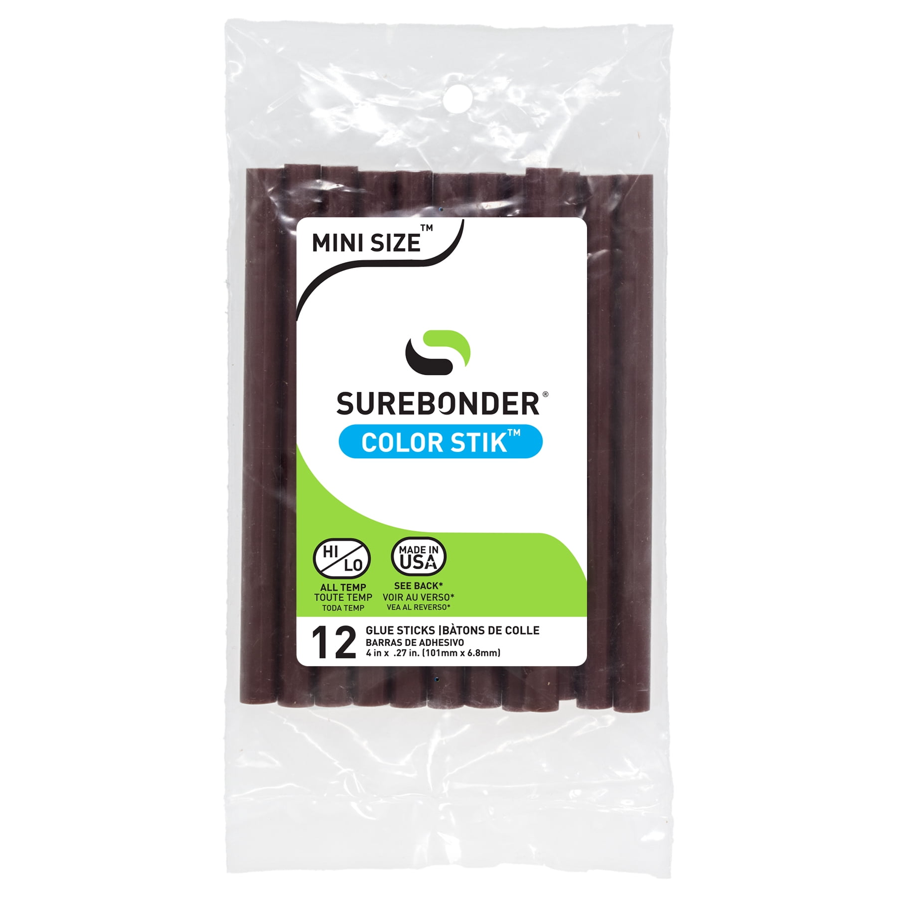 Brown Hot Glue Sticks Mini Size - 4" - 12 Pack