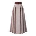 thumbnail image 1 of Brown Houndstooth A-Line Pleated Skirt With Belted Waist, 1 of 7