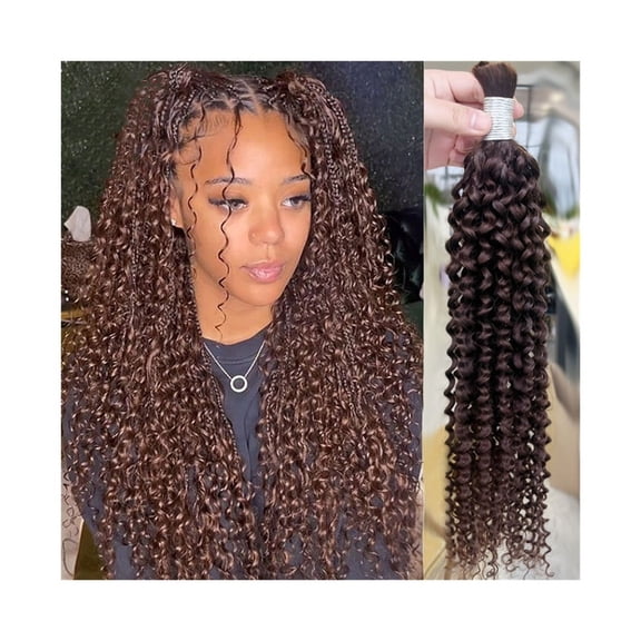 Brown Human Hair Bulk for Braiding Remy Hair Jerry Curly Boho Braids Hair Bulk Extension