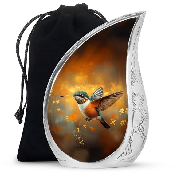 Brown Humming Bird Large Urn For Human Ashes - Funeral Urn For Adult Female & Male Ashes - Cremmation Memorial Ashes - 10 Inch