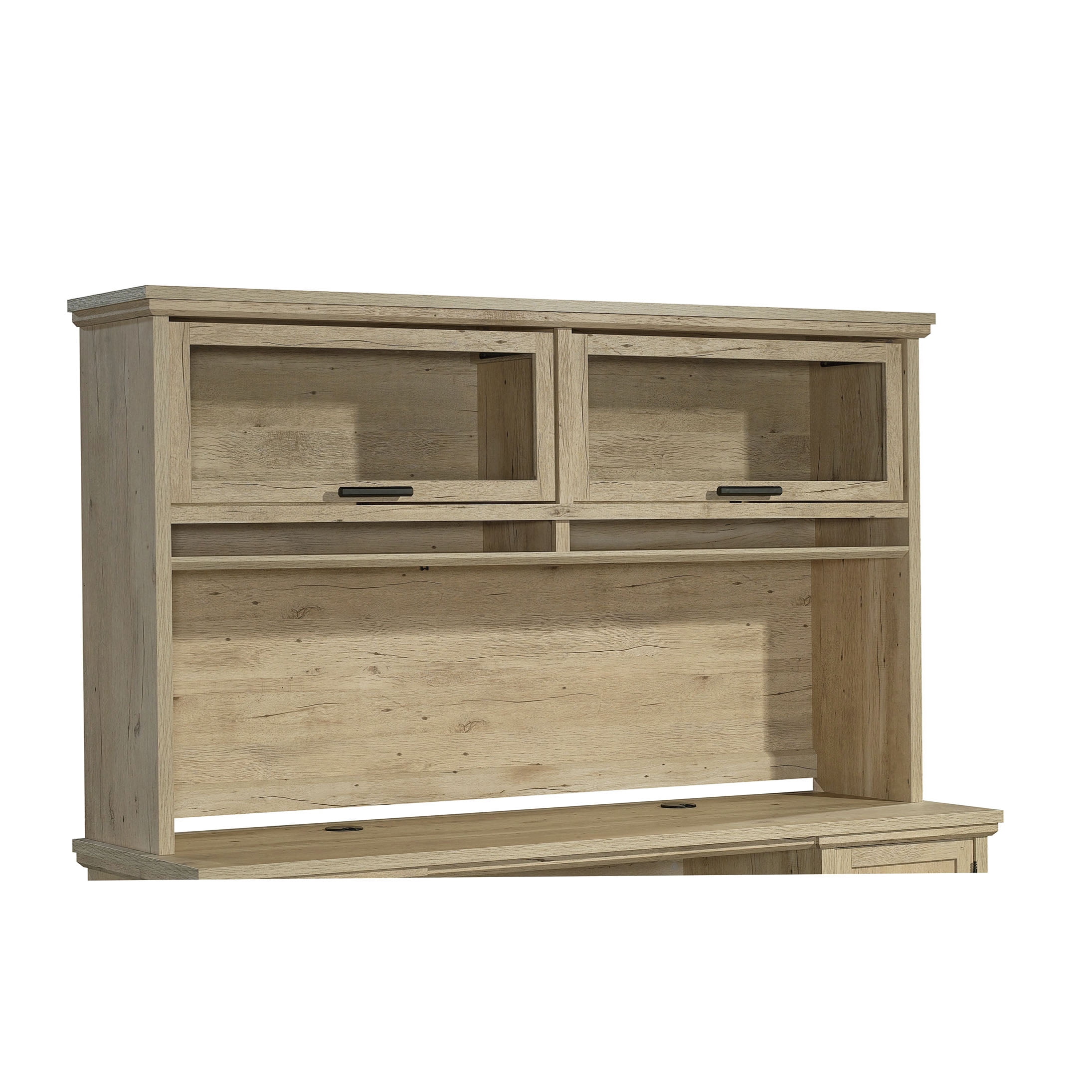 Brown Hutch with Tempered Glass Doors, Engineered Wood Storage Cabinet ...