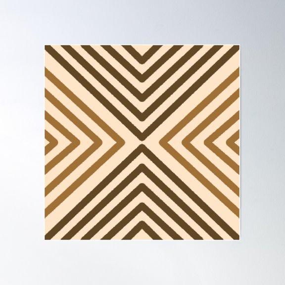 Brown Illusion Geometric Patterns Poster Wall Art, Modern Wall Decor For Living Room Bedroom, 16x16 UNFRAMED