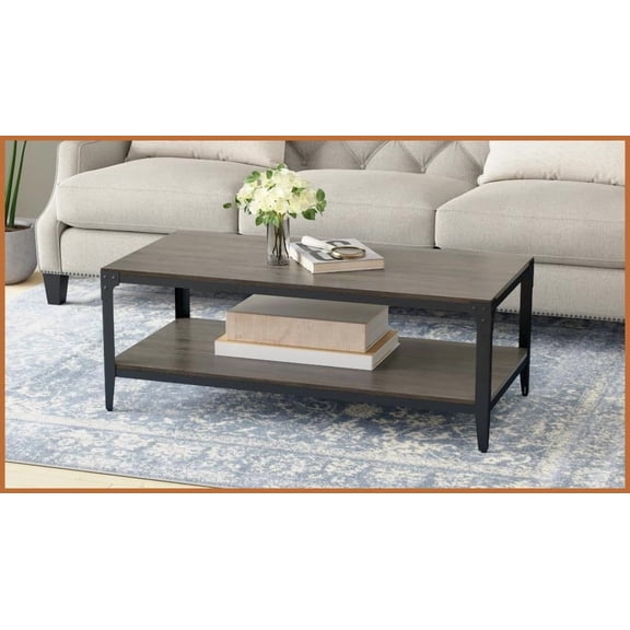 Brown Industrial Living Room Coffee Table, Quick Assembly & Easy Maintenance