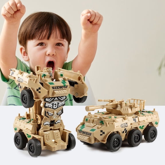 Brown Inertia Deformation Car For Kids Transforming Vehicle Toy Armored Car Model With Brown Finish