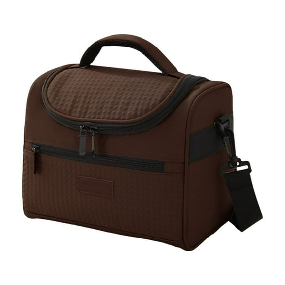 Brown Insulated Lunch Bag With Shoulder Strap, Leakproof And Reusable Cooler Tote For Work, School, Picnic, Beach, 9.84X8.07X5.12In 0.61Lb