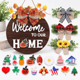 Brown Interchangeable Seasonal Welcome Sign With 4 Wreaths and 16 ...