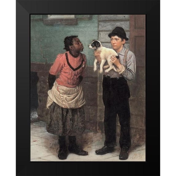 Brown, John George 20x24 Black Modern Framed Museum Art Print Titled - The New Puppy
