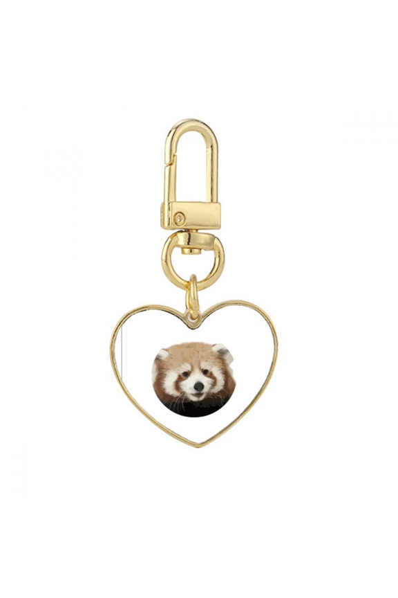 Brown Jungle Civet Cats Lovely Little Gold Heart Keychain Metal Keyring Holder