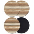 thumbnail image 1 of Brown Khaki Wooden Coasters Set of 4, Absorbent Coasters for Drinks, Vintage Farmhouse Retro Art Coaster for Desk Coffee Table Protection, Home Decor House Warming Gifts 4", 1 of 8