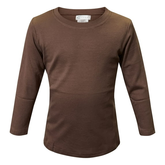 Brown Kids Long Sleeve Crew Neck Shirt, 3T, 1 piece